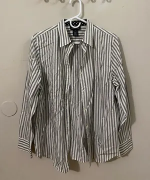 Jones New York 100% Cotton Vertical Stripe Dress Shirt thumbnail 1