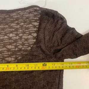 Good Days Project Women's XS Brown Lace Ruffle Tie Front‎ Top Sheer Long Sleeves thumbnail 3