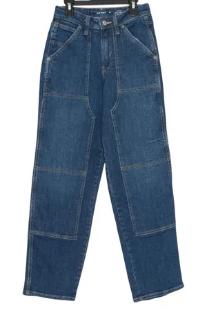 NEW Old Navy Jeans OG Loose High Rise Carpenter Wide Leg‎ Workwear Baggy Blue 00 thumbnail 1