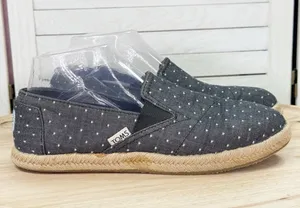 Toms Alpargata Polkadot Espadrille Canvas‎ Slip On Flats Shoes Black White 7.5 thumbnail 1