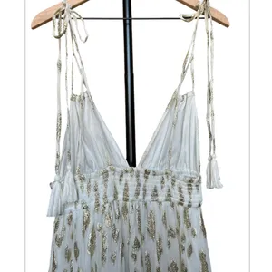 Altar'd State Vanessa Maxi Dress White & Metallic Gold Grecian Goddess Dress, M thumbnail 6