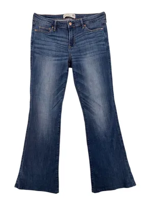 Abercrombie & Fitch Skinny Flare Jeans Mid Rise Dark Wash Stretch Denim Size 10R thumbnail 1