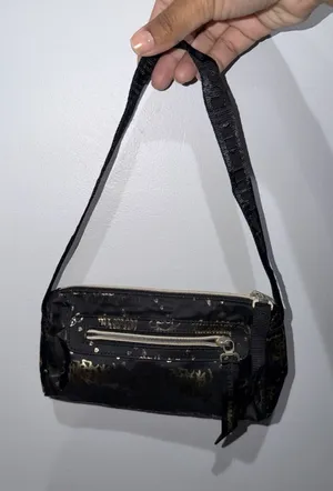 Harajuku Lovers‎ Shoulder Bag Purse Crossbody Roller Disco Y2K Black Gold F thumbnail 1
