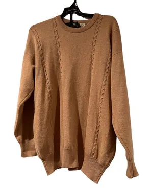 Quills Woolen Market Knit Irish Fishing Sweater Large Natural Wool dark beige-L thumbnail 1