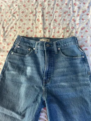 Madewell Medium Blue Wide-Leg Jeans with Frayed Hem thumbnail 3