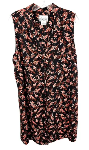 VTG Basic Editions Dress Size 10/12 Black Floral Sleeveless 90s Y2K Modest‎ 1767 thumbnail 1