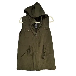 Allegra K Womens Olive Green Hooded Utility Vest‎ Cotton Drawstring Waist Small thumbnail 8
