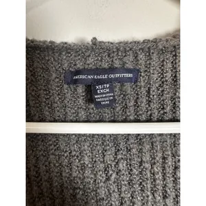 American Eagle‎ Womens Gray Striped Hooded Open Front Chunky Ribbed Cardigan XS thumbnail 2