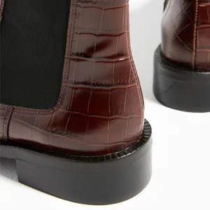 Anthropologie Pilcro & The Letterpress Chelsea Croc Chocoolate Brown Boots thumbnail 3