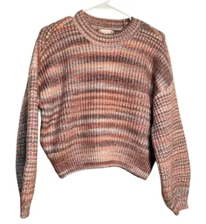 Altar'd State Womens Size Small Crewneck Balloon Sleeve Sweater Pink Gray Stripe thumbnail 1