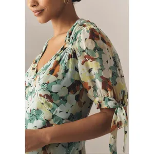 By Anthropologie Short-Sleeve V-Neck Slip Midi Dress-NWT thumbnail 5