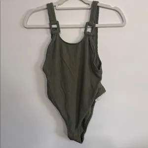 Aerie Birthday Crinkle Scoopneck One Piece Green Shimmer Swim NWT thumbnail 4