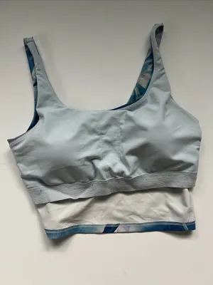 Old Navy Light Blue Floral Active Powersoft Top with Light Chest Support Go-Dry thumbnail 6