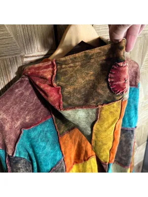 Patchwork Pixie Hoodie Jacket Boho Hippie Festival Zip Up Colorful Size S/M thumbnail 5
