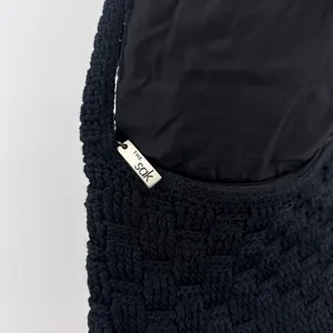 The Sak Black Crochet Hobo Bag Shoulder Bag Handbag‎ Casual Purse 10x9 thumbnail 2