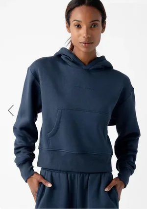 Cozy Earth Cropped Hoodie, Blue Size M thumbnail 1