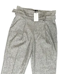 Line & Dot Paola Wool Blend High Rise Belted Trousers Grey L NWT thumbnail 7