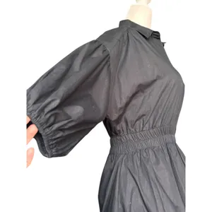 Free People Karolina Black‎ Cotton Mini Dress Puff Sleeve Bubble Hem XS Boho thumbnail 6