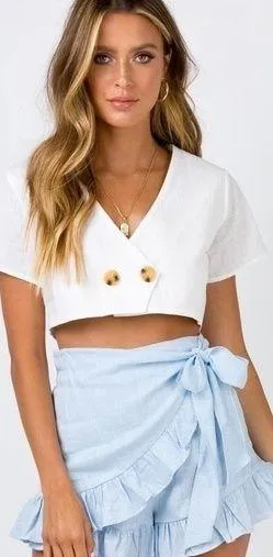 PRINCESS POLLY Herring Shorts In Powder Blue thumbnail 1