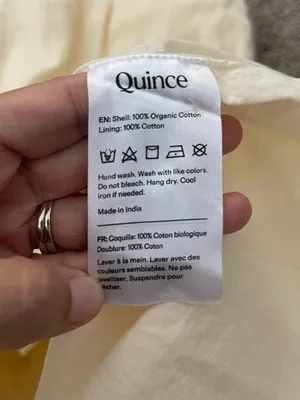 Quince Organic Textured Cotton Smocked V-Neck Midi Dress Pale Custard Yellow L thumbnail 10