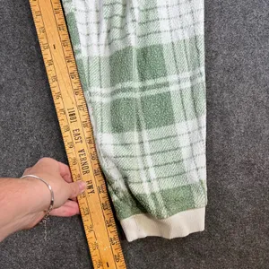Aerie Plaid Fleece‎ Pajama Joggers Sage Green White XL Regular Lounge Pants thumbnail 6