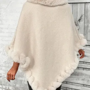 Elegant Fur Trim Hanky Hem Pullover Sweater Cape - Apricot - size M (8/10) thumbnail 6