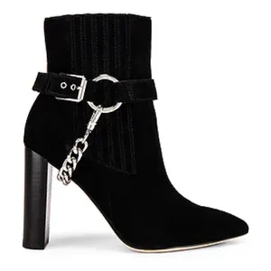 Paige London Black Suede Pointed Toe Heel Boots Chain Detail 9.5‎ thumbnail 1