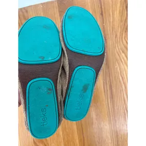 Tieks by Gavrieli Tan Burlap Ballet Flats Teal Split Sole Foldable Shoes Size 9‎ thumbnail 2