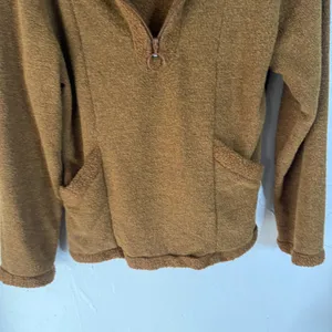 Prana Brown Fuzzy Fleece Half Zip Hoodie‎ Pullover Sweatshirt Women's Small thumbnail 2