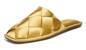 Sam Edelman Mules Ladies 6.5 Gold Slip On Round Toe Woven‎ Satin Finish Shoes thumbnail 1