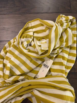 New With Tags Anthropologie Maeve Ruched Mock Neck Striped Top Sz M thumbnail 10