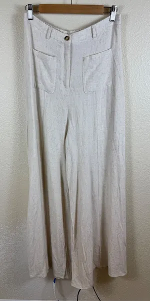 HYFVE NWT Wide‎ Leg Pants Womens Large Linen High Rise Coastal Boho Beach Coastal thumbnail 1