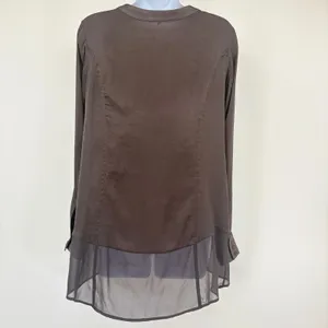 Rag & Bone Silk Sheer Hi Low Blouse Taupe Long Sleeve‎ Top S Minimalist Designer thumbnail 5