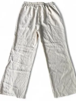 Alex New Cream wide leg loose trousers with button detail from Florence, Italy. thumbnail 2