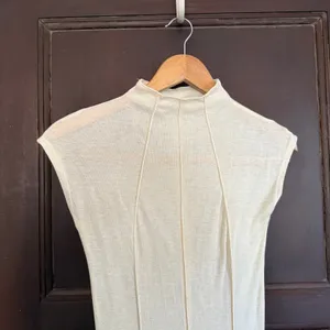 LIONESS Cream Redefined Maxi Dress Sheer Mockneck Cap Sleeve Small thumbnail 3