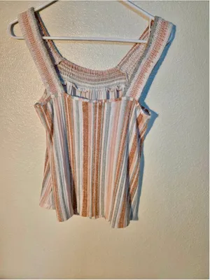 Another Reason Women’s Smocked Striped Knit Tank Top Fitted Small W-213 thumbnail 4