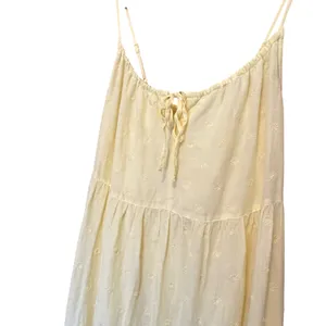 Old Navy Tiered Floral Embroidered Maxi‎ Tank Dress Medium Butter Yellow Granola Fairy thumbnail 4
