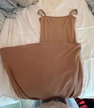 Edikted Ribbed Tan Maxi Slip Dress XS thumbnail 1