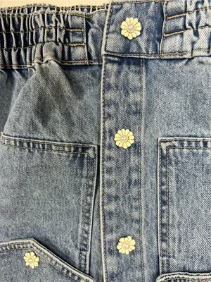 Zara Light Blue Cropped Denim Jacket With Flower Snaps thumbnail 3