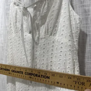 Commense White Eyelet Lace Maxi Dress Spaghetti Strap Summer Beach Boho Size M thumbnail 12