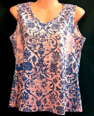 SHEIN Lightweight Women’s LG Floral Blue and Pink Sleeveless Tight Fit Tank Top thumbnail 1