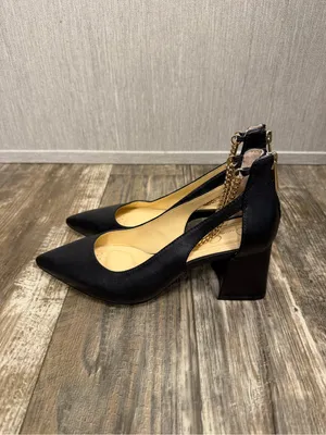 NWOB Jessica Simpson Black Leather Chain-Ankle Block Heel Pumps Size 5 thumbnail 14