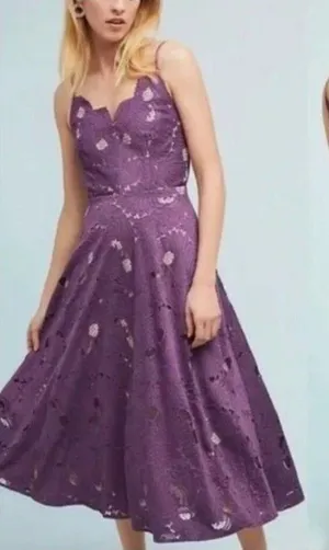 Anthropologie Moulinette Soeurs Scalloped Lace Eyelet Midi Dress Purple 0 thumbnail 1
