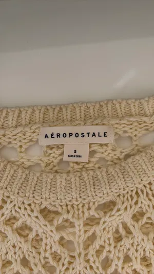 Aeropostale Open Stitch Cream Sweater thumbnail 2