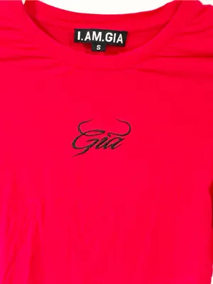 I Am Gia Red Cropped Long Sleeve T-shirt Size Small thumbnail 3
