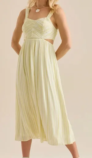 Altar’d State Butter Yellow Striped Maxi Dress Size Small Available NWT thumbnail 1