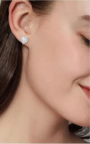 Sparking Hypoallergenic Cubic Zirconia Clip on Earrings 9mm NEW thumbnail 1