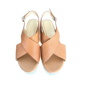 Alex Marie Women Brown Textured Leather Espadrille Wedge‎ Sandals 8.5M Boho chic thumbnail 2