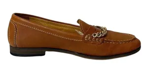 Sandro Brown Saddle‎ Leather Chain Detail Loafers Size US 6 Luxury Designer thumbnail 1