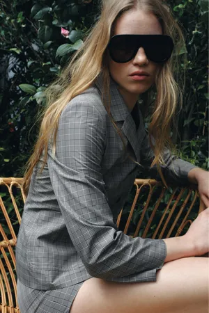 Zara ZW Collection Black Ecru White Plaid Shorts thumbnail 4